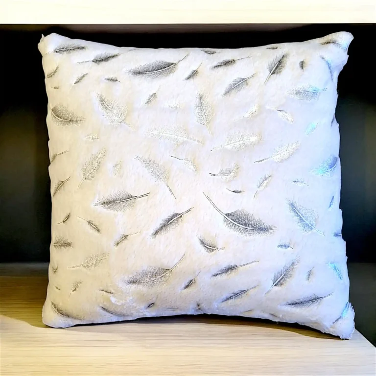 Silver Leaves Faux Fur Cushion Covers Set of 5_4