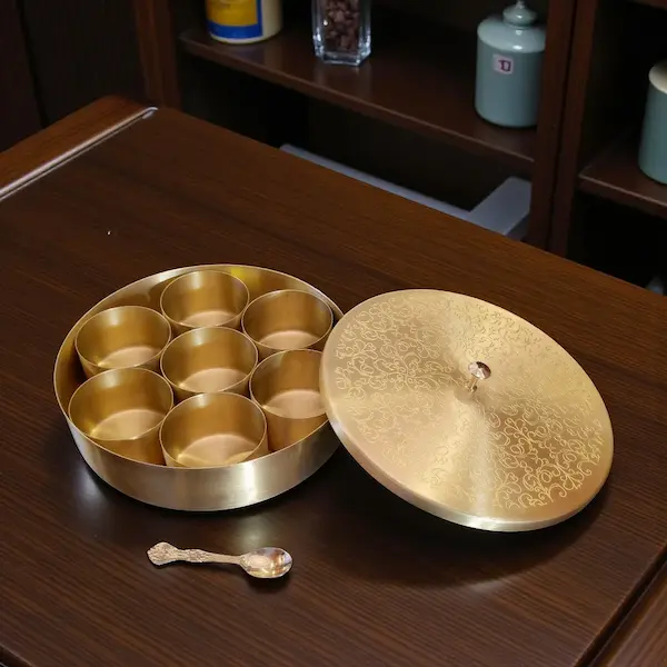 Brass Masala Box 8 Container