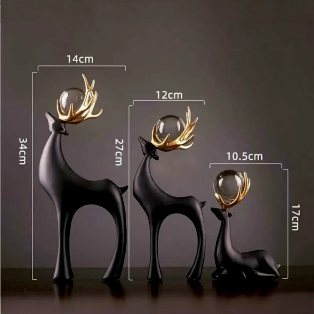 Deer Figurine Set of 3 Dimensions