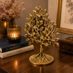 Decorative Brass Tree of Life Figurine with Antique Gold Finish