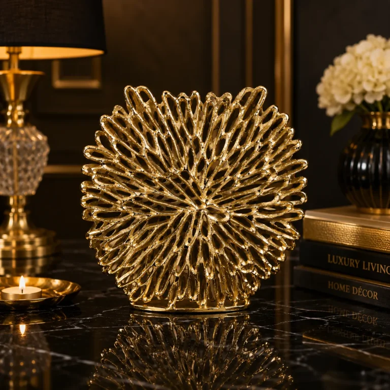 Premium Gold Openwork Metal Vase for Luxury Home and Office Decoration