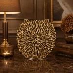 Luxury Gold Metal Decorative Vase 12 Inch Modern Tabletop Home Décor Showpiece